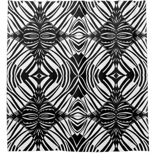 Artsy zwart-wit Tribal Patroon Douchegordijn (Voorkant)