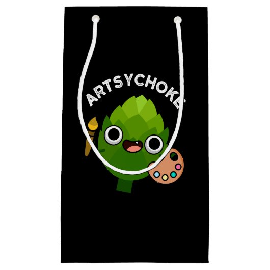 Artsychoke Funny Veggie Artichoke Pun Dark BG Klein Cadeauzakje (Voorkant)