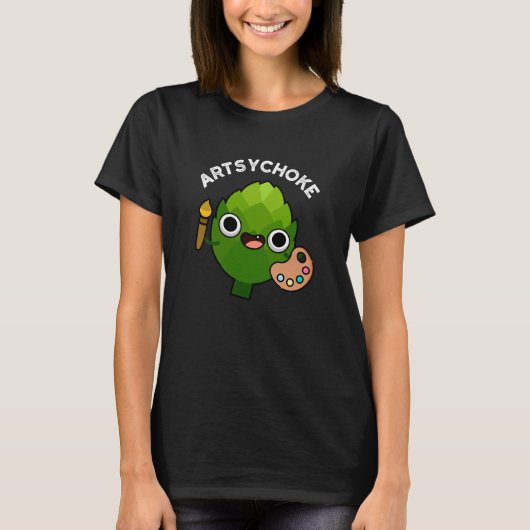 Artsychoke Funny Veggie Artichoke Pun Dark BG T-shirt (Voorkant)