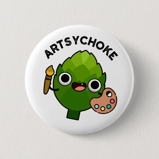 Artsychoke Funny Veggie Artichoke Pun Ronde Button 5,7 Cm (Voorkant)