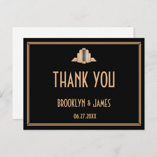 Artv Deco Black Great Gatsby Weddenschap Hartelijk Briefkaart (Voorkant / Achterkant)