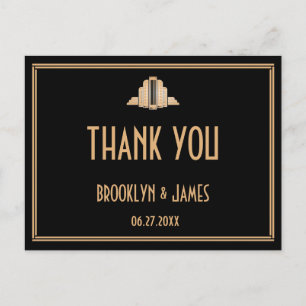 Artv Deco Black Great Gatsby Weddenschap Hartelijk Briefkaart