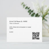 ArtWork Exhibition Label Sjabloon met QR-code (Staand voorkant)