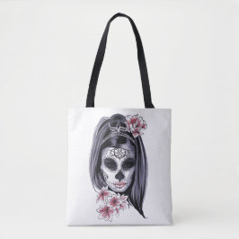 Artwork-masker maakt Gothic meisje omhoog Tote Bag