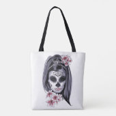 Artwork-masker maakt Gothic meisje omhoog Tote Bag (Achterkant)