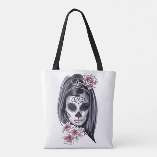 Artwork-masker maakt Gothic meisje omhoog Tote Bag (Achterkant)