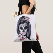 Artwork-masker maakt Gothic meisje omhoog Tote Bag (Dichtbij)