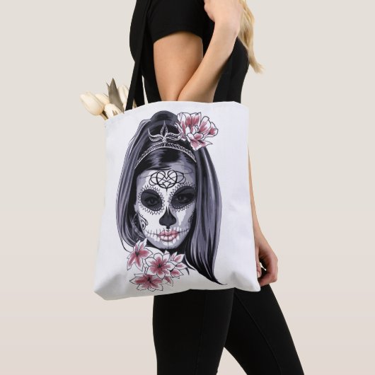 Artwork-masker maakt Gothic meisje omhoog Tote Bag (Dichtbij)