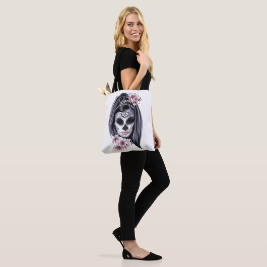 Artwork-masker maakt Gothic meisje omhoog Tote Bag (Op model)