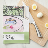 Artwork Whimsical Paris Eiffel Tower French Chef  Theedoek (Quarter Fold)