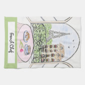 Artwork Whimsical Paris Eiffel Tower French Chef  Theedoek (Horizontaal)