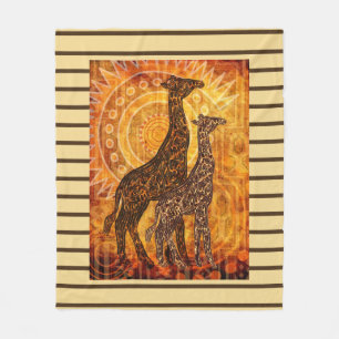 ARTworks Afrikaanse zomer + achtergrondstrepen Fleece Deken