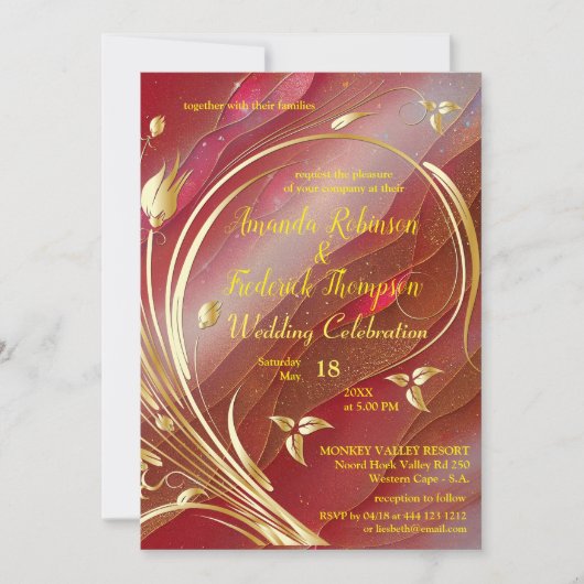 Arty abstract Gold flower Magenta 2023 kleur Kaart (Voorkant)