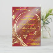 Arty abstract Gold flower Magenta 2023 kleur Kaart (Staand voorkant)