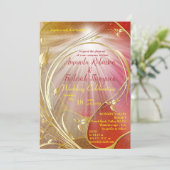 Arty abstract Gold flower Magenta 2023 kleur Uitvo Kaart (Staand voorkant)