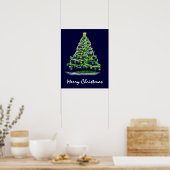 Arty Abstracte kerstboom in Midnight Blue Poster (Keuken)