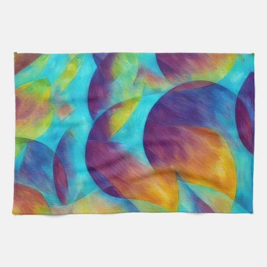 Arty Abstracte Keukendoek met Strand Bubbles Theedoek (Horizontaal)