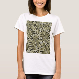 Arty Bladeren In Doffe Groen Grijs Kkaki Kleur T-shirt