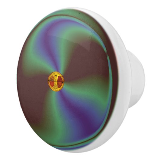 Arty Blue Green Wavy Swirl met Gold Ceramic Knobs Keramische Knop (Rechts)