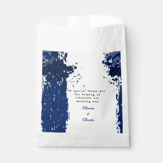 Arty Blue Splatter - Wedding Favor Bag Bedankzakje (Voorkant)