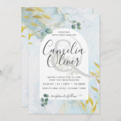 Arty Botanical Greenery Gold Wedding Invitation (Voorkant / Achterkant)