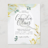 Arty Botanical Greenery Gold Wedding Invitation (Voorkant)