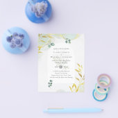 Arty Botanical Greenery Gold Wedding Invitation Flyer (Enkel)