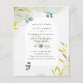Arty Botanical Greenery Gold Wedding Invitation Flyer (Voorkant)
