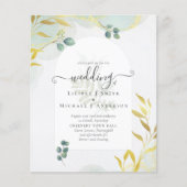 Arty Botanical Greenery Gold Wedding Invitation Flyer (Voorkant)