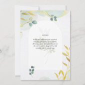 Arty Botanical Greenery Gold Wedding Invitation Kaart (Achterkant)