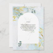 Arty Botanische Groene Goud Huwelijksuitnodiging Kaart (Achterkant)