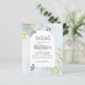 Arty Botanische Groenelementen Gouden Trouw Uitnod (Staand voorkant)