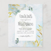 Arty Botanische Groenelementen Gouden Trouw Uitnod (Voorkant)