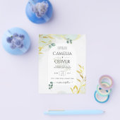 Arty Botanische Groenelementen Gouden Trouw Uitnod Flyer (Enkel)