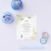 Arty Botanische Groenelementen Gouden Trouw Uitnod Flyer (Enkel)