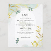 Arty Botanische Groenelementen Gouden Trouw Uitnod Flyer (Voorkant)