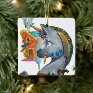 Arty bouwt een Birdhouse Holiday Ornament