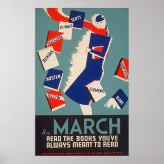 Arty Deco March die WPA Vintage Poster leest