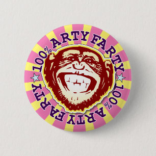 Arty Farty 100% Funny Monkey Badge Ronde Button 5,7 Cm
