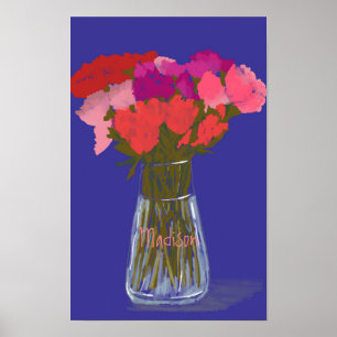 Arty Gelukkige Kleurrijke Bloemen in Vaas +Custom  Poster