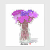 Arty Gelukkige Kleurrijke Bloemen in Vaas +Custom  Sticker (Vel)