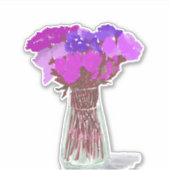 Arty Gelukkige Kleurrijke Bloemen in Vaas +Custom  Sticker (Voorkant)