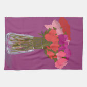 Arty Gelukkige Kleurrijke Bloemen in Vaas +Custom  Theedoek (Horizontaal)