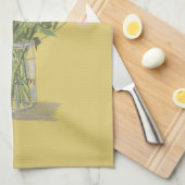 Arty Gelukkige Kleurrijke Wildflower +Custom Naam Theedoek (Quarter Fold)