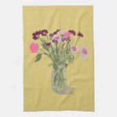 Arty Gelukkige Kleurrijke Wildflower +Custom Naam Theedoek (Verticaal)