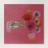 Arty Gerbera Kleurrijke Bloem +Custom Naam Legpuzzel (Horizontaal)