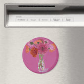 Arty Gerbera Kleurrijke Bloem +Custom Naam Magneet (Insitu (Vaatwasser))