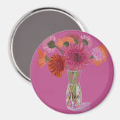 Arty Gerbera Kleurrijke Bloem +Custom Naam Magneet (Voorkant / Achterkant)