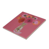 Arty Gerbera Kleurrijke Bloem +Custom Naam Tegeltje (Zijkant)