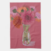 Arty Gerbera Kleurrijke Bloem +Custom Naam Theedoek (Verticaal)